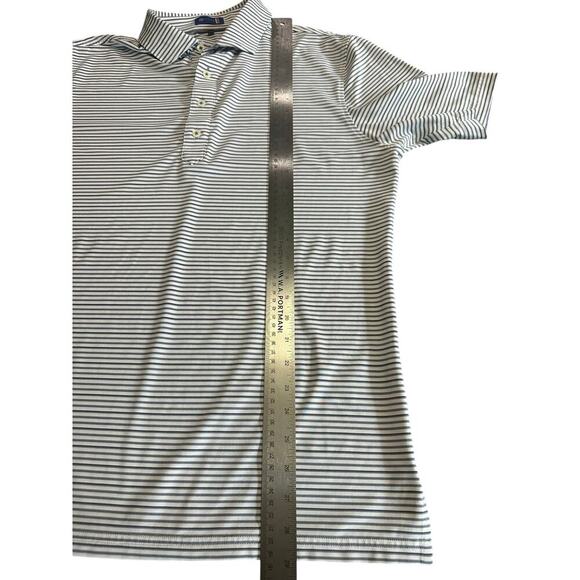 Stitch Mens Medium White/Black Striped Short Sleeve Polo - Picture 7 of 7